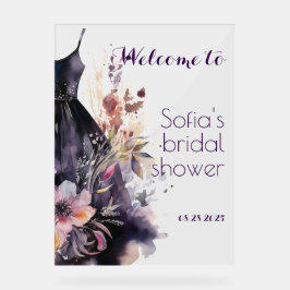 Señal Acrílica Flor púrpura de vestido negro