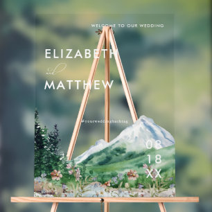 Señal Acrílica Flor silvestre   Bienvenida Boda