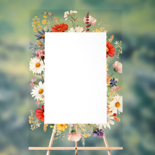 Señal Acrílica Flor silvestre rústica elegante flor de campo