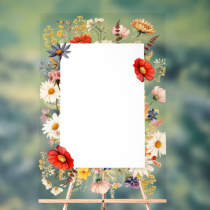 Señal Acrílica Flor silvestre rústica elegante flor de campo