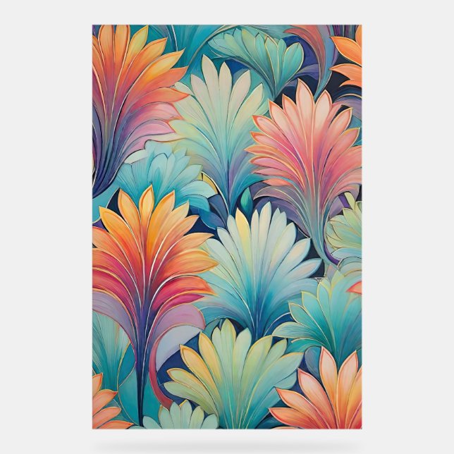 Señal Acrílica Flora 1 Rótulo Acrílico Pastel Floral (Anverso)