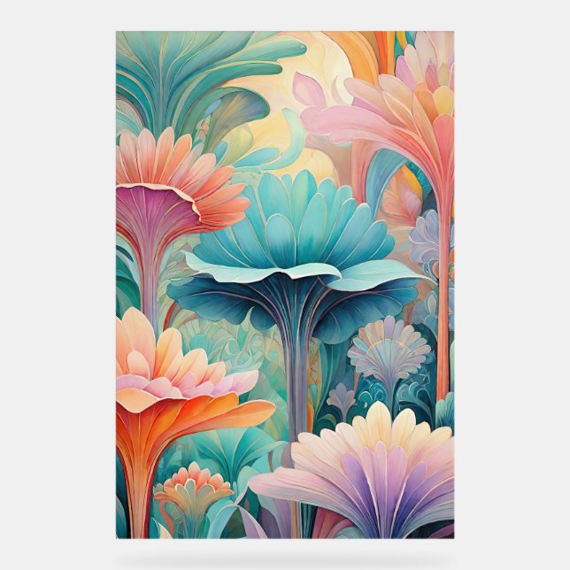 Señal Acrílica Flora 2 Rótulo Acrílico Pastel Floral (Anverso)