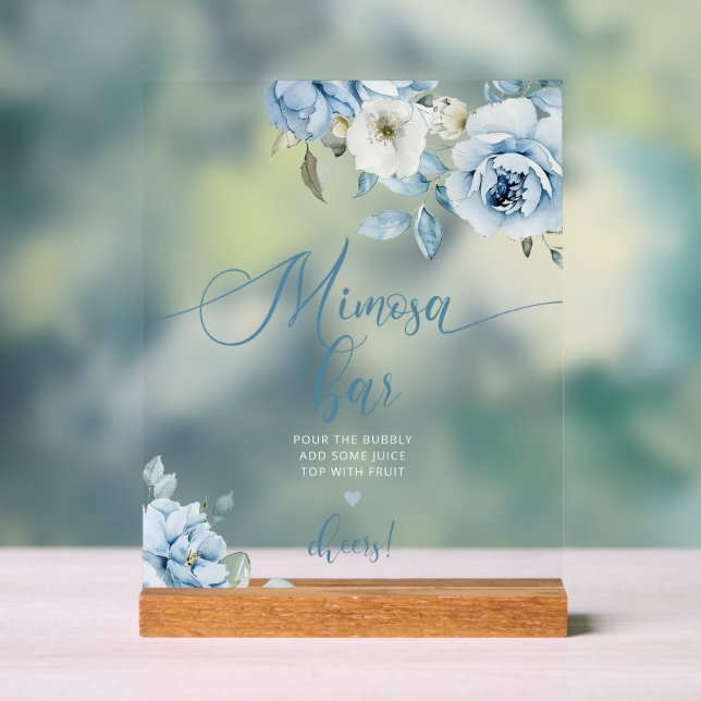 Señal Acrílica Floral azul turquesa Mimosa bar (Neutral )