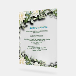 Señal Acrílica Floral Blue Watercolor Theme