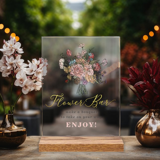 Señal Acrílica Floral Bouquet Fresh off the Market Flower Bar (Floral Bouquet Fresh off the Market Flower Bar Acrylic Sign)
