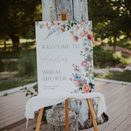 Señal Acrílica Floral Bridal Shower Welcome Sign Wildflower