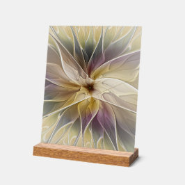 Señal Acrílica Floral Fantasía Oro berenjena Resumen Arte Fractal