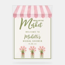Señal Acrílica Floral Green Fresh Off The Market Bridal Shower 