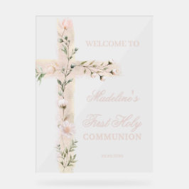 Señal Acrílica floral Santa Cruz Primera Comunión