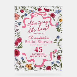 Señal Acrílica Floral se inclina por la bienvenida del nudo