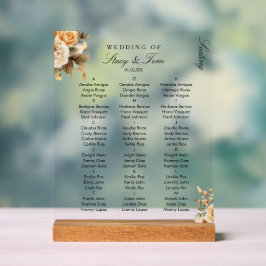 Señal Acrílica Florales de Melocotón Asientos Elegantes de Boda
