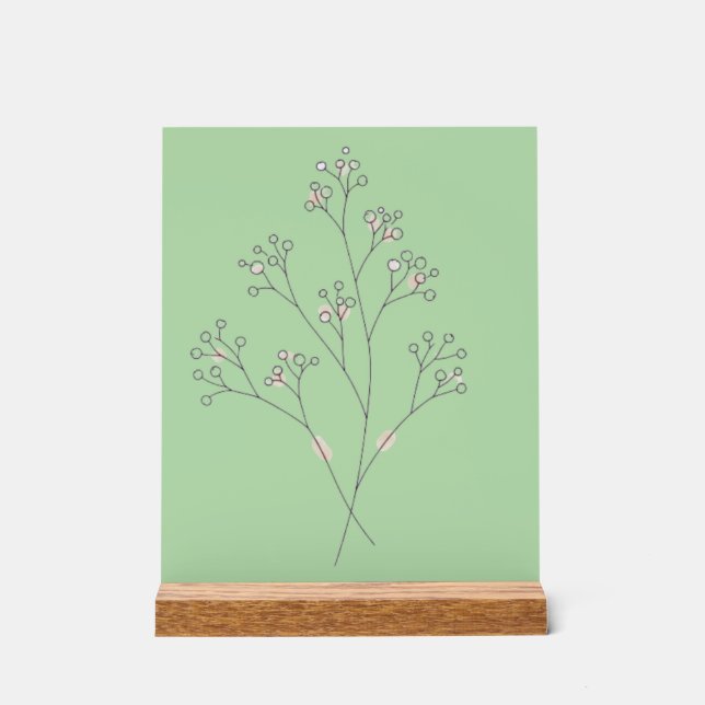 Señal Acrílica Flores de aliento de bebé - Arte de línea fina  (Anverso)