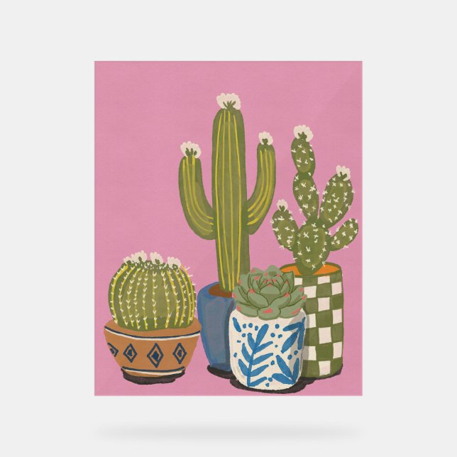 Señal Acrílica Flores de Cactus Rosadas (Anverso)