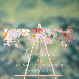 Señal Acrílica Flores de colores, flores silvestres, bienvenida a