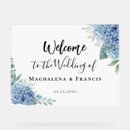 Señal Acrílica flores de Hortensia Azul boda bienvenida