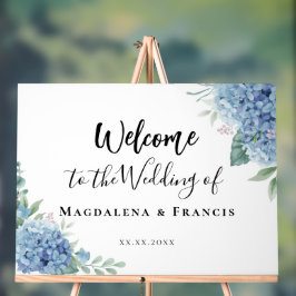 Señal Acrílica flores de Hortensia Azul boda bienvenida