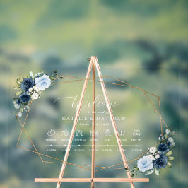 Señal Acrílica Flores de marina, flores azules, Boho, Boda Cronol