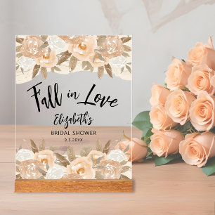 Señal Acrílica Flores de melocotón de boda de amor