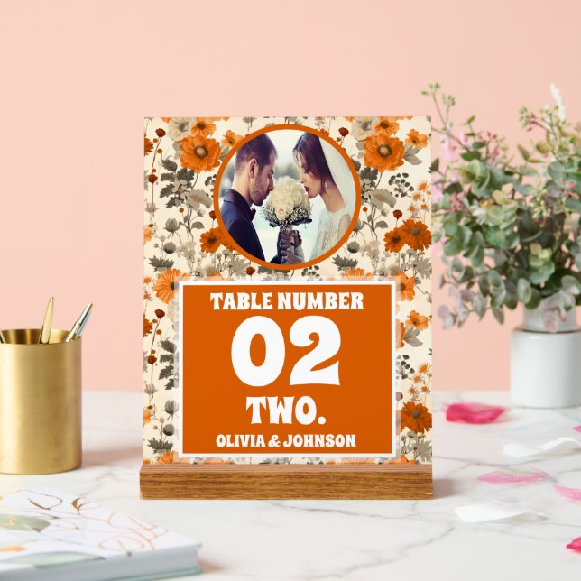 Señal Acrílica Flores de otoño rusas número de tabla Boda de foto (Boda)
