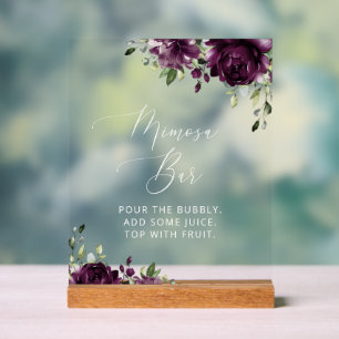 Señal Acrílica Flores moradas, flores de ciruela, Boho, bar Mimos