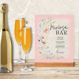 Señal Acrílica Flores salvajes Ducha de novia Mimosa Bar
