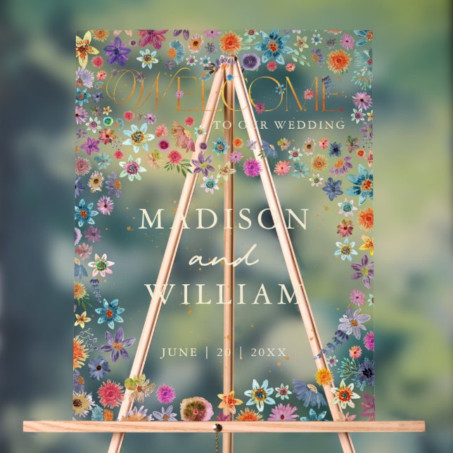 Señal Acrílica Flores silvestres caprichosas bienvenidas a nuestr (Neutral )