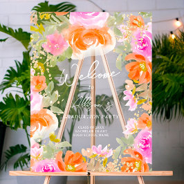 Señal Acrílica Flores silvestres naranjas de jardín reciben gradu