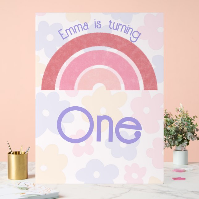 Señal Acrílica Flowery Rainbow Birday (Boda)