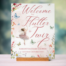 Señal Acrílica Flutter y Twirl Alas Mágicas Baby Shower