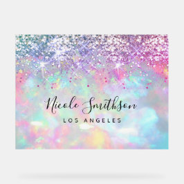 Señal Acrílica fondo de piedra opal de purpurina púrpura falso