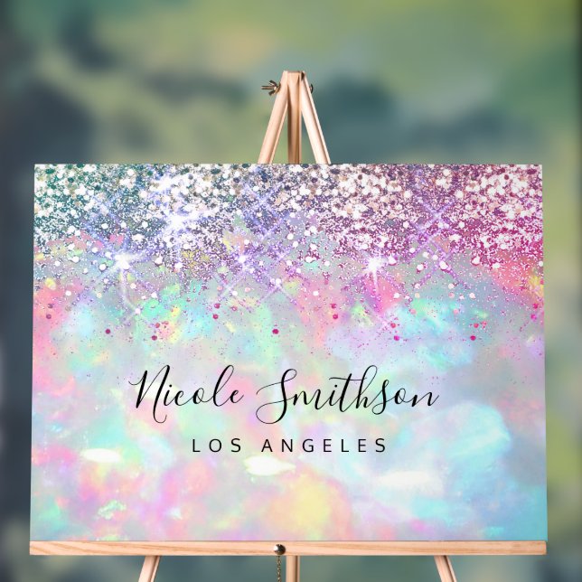 Señal Acrílica fondo de piedra opal de purpurina púrpura falso (Neutral )