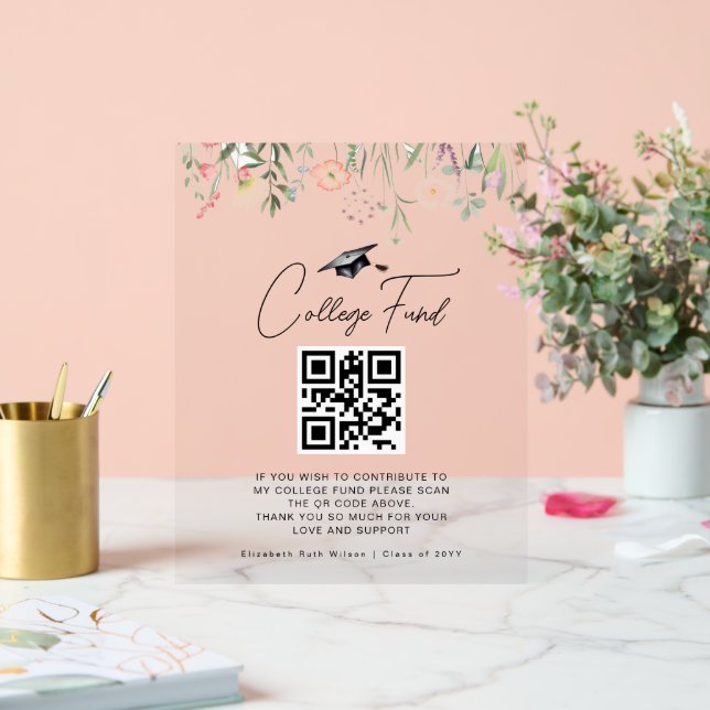 Señal Acrílica Fondo del Colegio de Graduación de Flores Silvestr (Boda)