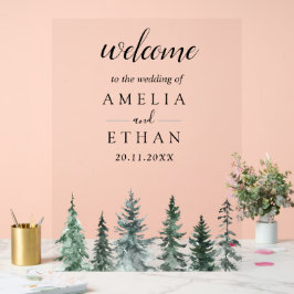 Señal Acrílica Forest Wintre Watercolor Wedding