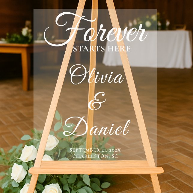 Señal Acrílica Forever Starts Here Elegant Wedding Welcome (Subido por el creador)