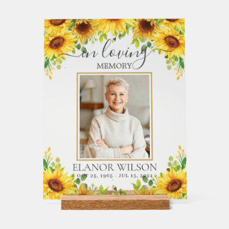 Señal Acrílica Foto conmemorativa del funeral de los girasoles am