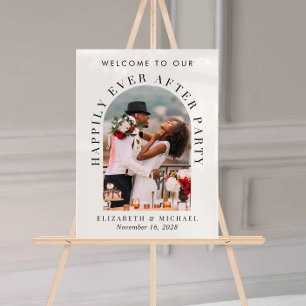 Señal Acrílica Foto de Arco Elegante Recepción de Boda Blanca de