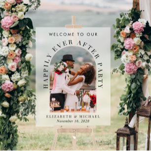 Señal Acrílica Foto de arco elegante recepción de boda de bienven