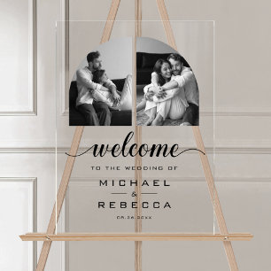 Señal Acrílica Foto de Arco Negro de Bienvenida a la Boda