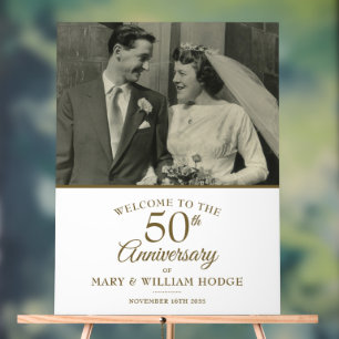 Señal Acrílica Foto de bienvenida del 50º aniversario de bodas