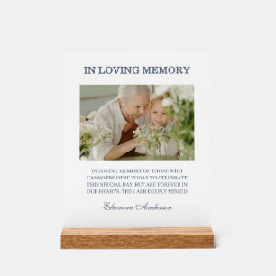 Señal Acrílica Foto de boda azul en memoria amorosa
