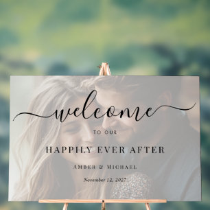 Señal Acrílica Foto de boda de acrílico Happily Ever After