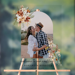 Señal Acrílica Foto de Boho Floral Boda Rótulo acrílico