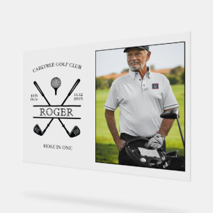 Señal Acrílica Foto de golfista con hoyo en uno