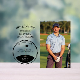Señal Acrílica Foto de golfista con hoyo en uno