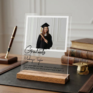 Señal Acrílica Foto de graduado y texto personalizado
