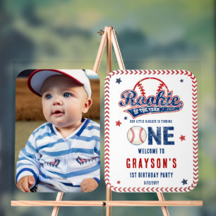 Señal Acrílica Foto de novato de béisbol Fiesta de cumpleaños núm