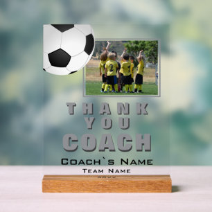 Señal Acrílica Foto del equipo entrenador de fútbol gracias