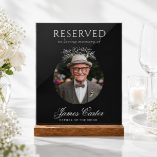 Señal Acrílica Foto del padre de la novia reservada boda