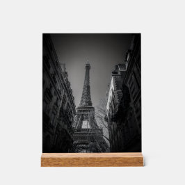 Señal Acrílica foto en blanco y negro de la torre eiffel
