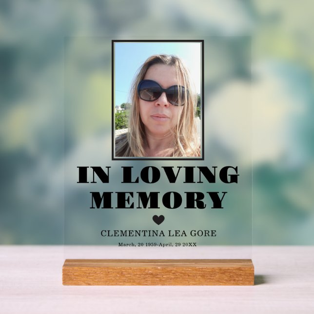 Señal Acrílica Foto En memoria querida (Neutral )